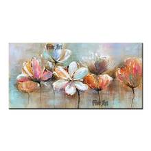 Modern Wall Decor Panel Colorful Lotus Flowers Picture Canvas Oil Painting Real Hand Painted Unframed Canvas Wall Decor Art 2024 - buy cheap