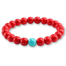 Fashion Men Women Bracelet Red Turquoises Natural Stone Beads Distance Strand Bracelets Bangles Rope Male Jewelry Couple Gifts 2024 - buy cheap