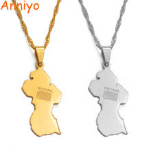 Anniyo Guyana Map Flag Pendant Necklace Women Girls Gold Color Guayana Jewelry Republic of Guyana #077121 2024 - buy cheap