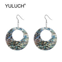 YULUCH Pop Women Round Hollow Natural Shell Printed Printing Dangle Earrings Fashion Jewelry Ethnic African Round Drop Earrings 2024 - buy cheap