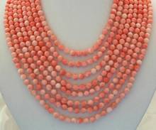 Collar redondo crudo de 8 filas, joyería de moda, impresionante, rosa coral, 6mm, Envío Gratis 2024 - compra barato