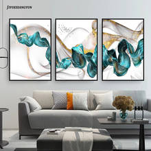 Modern Landscape Abstract Golden Ribbon Wall Art Pictures Blue Ribbon Canvas Painting Luxury Posters for Living Room home Decor 2024 - buy cheap