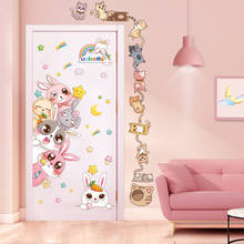 [Shijuehezi] adesivo de parede para crianças, coelhos e gatos, animais para o quarto das crianças, decoração de casa e para berçário 2024 - compre barato