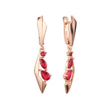 Pendientes de circonia cúbica roja para mujer, aretes de lujo, Color oro rosa, 2020, nuevos diseños, 585 2024 - compra barato