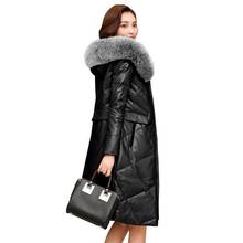 2019 Winter Women Real Fox Fur Hooded Genuine Leather Down Jacket Plus Size 4XL Female Natural Sheepskin Coat Veste Femme R249 2024 - buy cheap