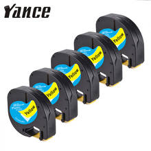 Yance fita fabricante de rótulos 5 20mm, preto sobre amarelo 91202, compatível com dymo letratag para dymo, fita de impressora de etiquetas 2024 - compre barato
