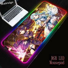 Mairuige Anime Girl Sword Art Online Keyboard Gaming Large RGB LED Mouse Pad Rubber Durable Desktop Lockedge Mat for CSGO L XL 2024 - buy cheap