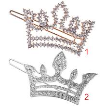 Sweet Princess Geometric Side Bangs Mini Hair Clips Women Hollow Out Tiara Crown Hairpins Glitter Rhinestone Vintage Barrettes 2024 - buy cheap