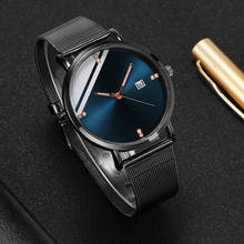 Reloj de pulsera de acero ultradelgado para hombre, cronógrafo de cuarzo, sencillo, de malla, con calendario completo 2024 - compra barato