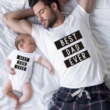 Family Matching Clothes Best Dad and Son Ever Print Matching Family Outfits Casual Mens Tshirt Cotton Baby Bodysuit Famili Look 2024 - buy cheap