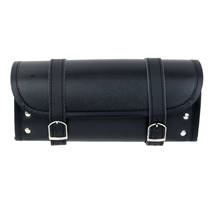 Motorcycle Pannier Saddle Pouch Faux Leather Luggage Roll Tool Bag -Black 2024 - buy cheap