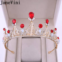 JaneVini-diademas de cristal de Color dorado y Rojo para novia, tiara de Reina, tocado DE CORONA DE BODA, accesorios de joyería para el cabello de boda 2020 2024 - compra barato