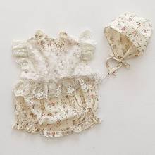 Baby Girl Clothes Babies Overalls Young Girls Short Sleeve Flower Lace Cute Romper Hat 2021 New Summer Clothing Infant Bodysuits 2024 - buy cheap