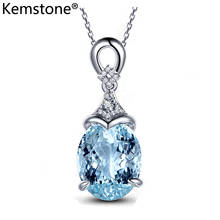 Модное голубое ожерелье Kemstone Стразы с медным посеребренным кулоном ювелирные изделия подарок для женщин 2024 - купить недорого