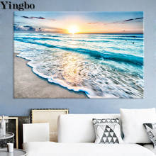 Full Square round drill Diamond painting Beach ocean Diamond embroidery Cross stitch full square round sunrise landscape decor 2024 - buy cheap