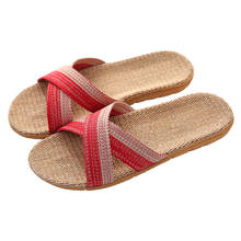 Suíhyung chinelos unissex de verão, chinelos de linho, cinto cruz, novas sandálias planas antiderrapantes para homens e mulheres, sapatos interiores 2024 - compre barato