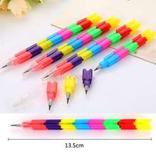 1pcs Rainbow multifunctional bullet head building block pen pencil free sharpening student learning utensils building blocks 2024 - buy cheap