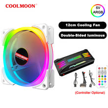 COOLMOON-ventilador de refrigeración de 12cm, 5V, 3 pines/6 pines ARGB/4 pines PWM, carcasa de PC, CPU, refrigerador de ordenador con/sin estándar/música/controlador 3 en 1 2024 - compra barato