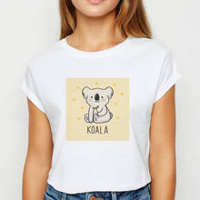 Tops blancos de Koala para mujer, camiseta Ulzzang de primavera y verano, camiseta Harajuku de cuello redondo con gráfico de Avant-garde 2024 - compra barato
