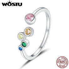 Wostu real 925 prata esterlina bolhas coloridas anéis para mulheres joaninha anel de noivado jóias anel anel anel anel anel anel anel anel anel 2024 - compre barato