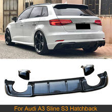 Aerofófio difusor para-choque traseiro de para-choque, para audi a3, sline, hatchback, 4 portas, 2017 a 2019, pp 2024 - compre barato