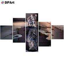 Pintura diamante completa quadrada/redonda 5 peças, gato tigre refletor daipor pintura bordada ponto de cruz imagem de mosaico m778 2024 - compre barato