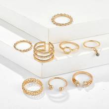 Conjunto de anéis de ouro vintage masculino e feminino, 8 flash, anel de dedo antigo, joias para festa, moda retrô, lote, 2021 2024 - compre barato