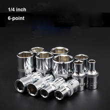 1Pc 1/4" Mirror Polished Ratchet Wrench Socket Metric Square Drive 6-Point Socket Bit Wrench for Car Repair Tool Kit 4-14mm 2024 - buy cheap