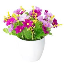 1 Pot Daisy Artificial Plastic Bonsai Fake Plants Flower Wedding Home Decor Garden Hotel Decor Bright Color Plastic Potted 2024 - buy cheap