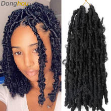 Donghou-extensiones de pelo postizas para mujer, pelo de mariposa de ganchillo preenrollado, Bob, Locs, trenzas de pelo negro, Color ombré 2024 - compra barato