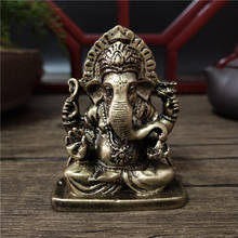 Estatua de Buda de Lord Ganesha, adornos de elefante, Dios indio, escultura, figuritas de Color bronce, decoración del hogar de la suerte, estatuas de Buda 2024 - compra barato