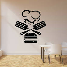 Pegatinas creativas de decoración de cocina, papel tapiz de vinilo para restaurante, comida rápida, gorra de hamburguesa, comedor, calcomanías de pared, A596 2024 - compra barato