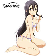 Macacão com espada gráfica 3d, 13cm x 9.3cm, arte on-line, anime, sexy, menina, kirito, adesivo de tanque de carro, decalque de pára-brisa traseiro 2024 - compre barato