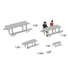 5pcs/10pcs Model Train G O HO N Scale Gray Model Table Chair Camping Outdoor Table Bench Settee Model Scenery 2024 - buy cheap