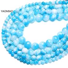 Colorful Blue white Persian jade Round Stone Beads for Jewelry Making 15'' Strand DIY Bracelet 6mm 8mm 10mm 12mm 2024 - buy cheap