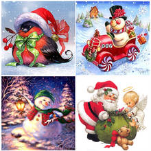 Алмазная картина 5D "сделай сам" с рождественской открыткой, снеговик, вышивка крестиком, вышивка крестом, мозаика с Санта-Клаусом, картина для Стразы 2024 - купить недорого