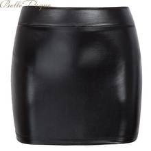Belle Poque PU leather Skirts Women Pencil Mini Skirts Faux Leather Skirts sexy Bodycon party casual Mini Skirt female 2024 - buy cheap