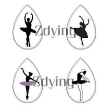 Zdying 10pcs Ballet Dancer Girls Tear Drop Glass Cabochon Ballerina Silhouette Art Picture Jewelry Findings For Pendant Charm 2024 - buy cheap