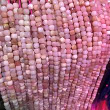 Natural Stone Square Faceted Pink Opal Beaded Loose isolation Beads for Jewelry Making DIY Necklace bracelet Accessories 4mm 2024 - buy cheap