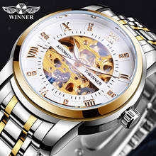 Winner Skeleton Automatic Mechanical Men's Wrist Watches Luxury Waterproof Men Watch Luminous Golden Silver Clock Montre Homme 2024 - buy cheap