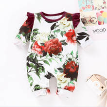Pudcoco bebê recém-nascido meninas floral macacão outono inverno quente roupas 0-24 m 2024 - compre barato