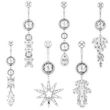 14ga 316L Surgical Steel Piercings Belly Button Rings CZ Crystal Navel Piercing Nombril Flower Dangled Body Jewelry For Woman 2024 - buy cheap