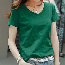 T Shirt Women Casual t-shirt Short Sleeve tshirt Cotton Solid O-neck Tee Tops Women's korean Fashion T Shirts Brand Clothing 2024 - buy cheap