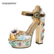 High Heel Platform Sandals Gladiator Jewelry Embroidery Nightclub Fashion Shoe Diamond Large Size Boutique Sapatos Mujer Sandal 2024 - buy cheap