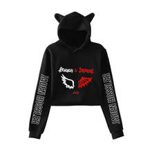 Jaden Hossler-Sudadera corta con capucha de gato para mujer, ropa de calle de manga larga con capucha, suéter con orejas de gato, sudaderas de gran tamaño Harajuku 2024 - compra barato