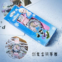 Relógio infantil frozen disney, relógios de quartzo com personagens do anime aisha, homem-aranha, mickey, minnie 2024 - compre barato