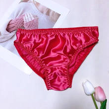 Calcinhas de seda mulberry, roupa íntima feminina triangular, cintura alta, tamanho grande, 100 2024 - compre barato