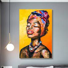 Póster de retrato de pintura al óleo de cuchillo abstracto para mujer africana, pintura en lienzo, imágenes de pared para sala de estar, Cuadros, decoración del hogar 2024 - compra barato