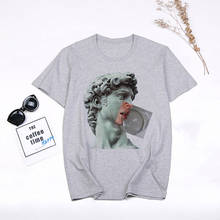 Ulzzang Harajuku Funny Black And White Drawing Michelangelo David Print Short Sleeve T-Shirt Plus Size Casual Women Tops T-Shirt 2024 - buy cheap