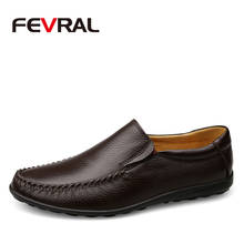 FEVRA Brand Summer Soft Moccasins Men Fashion Loafers High Quality Genuine Leather Shoes Men Flats Driving Shoes Plus Size 37~47 2024 - buy cheap